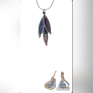 Paua Abalone shell necklace and earrings
